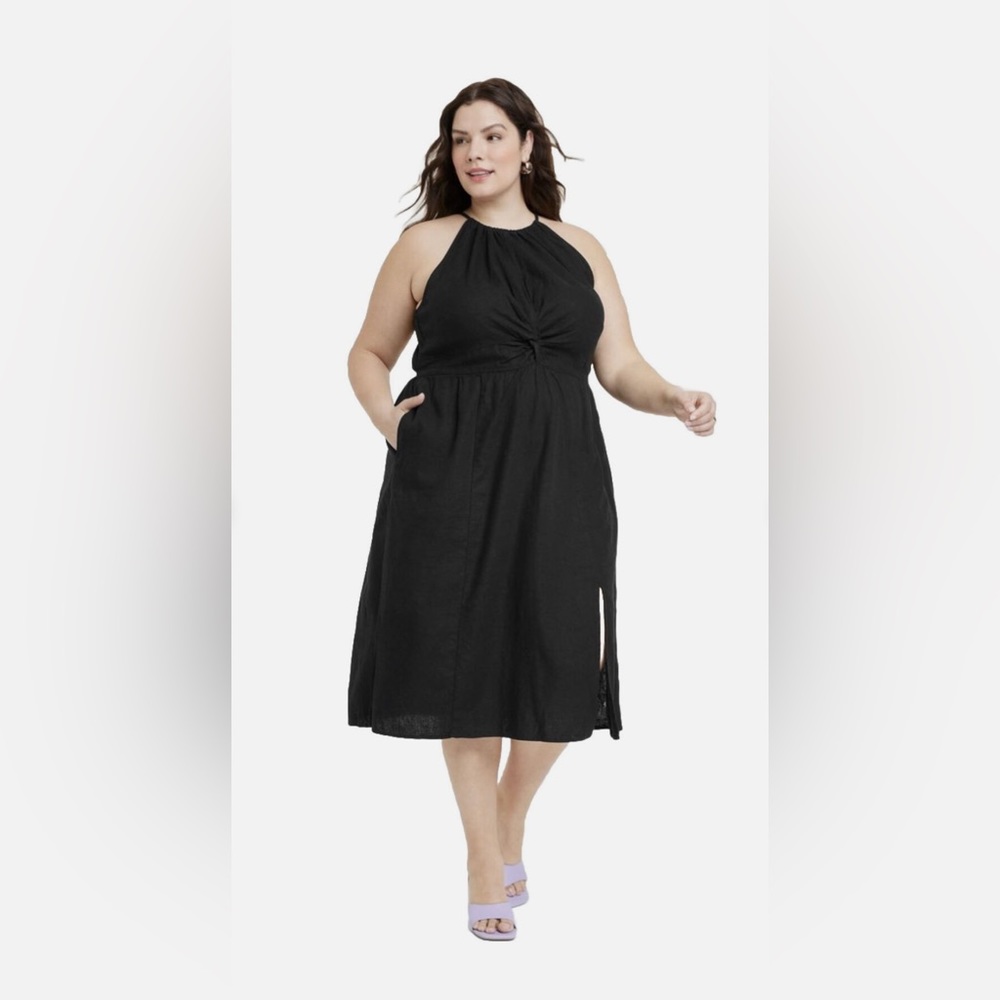 Ava & Viv Women's Halter Neck A-Line Dress Black